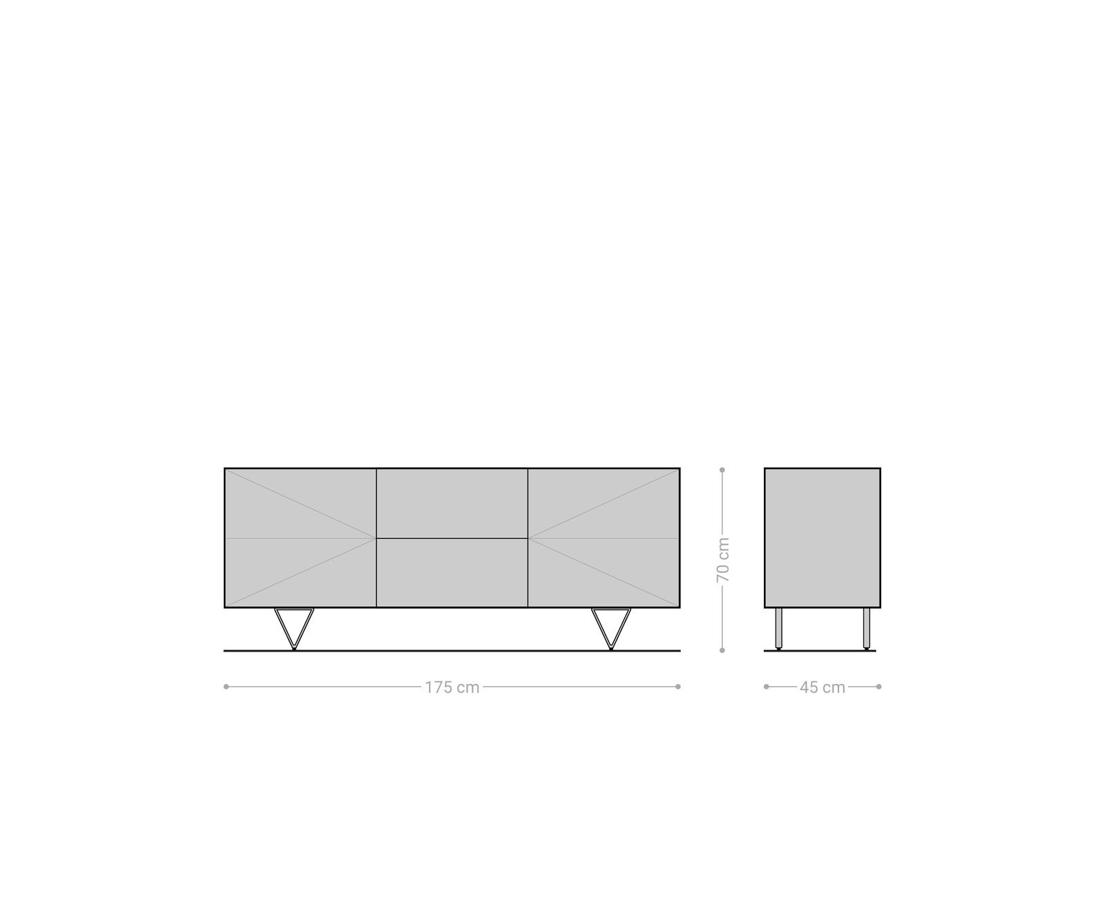 Design-buffet Wyatt 175 cm 3D optique centrale acacia naturel acier inoxydable 5