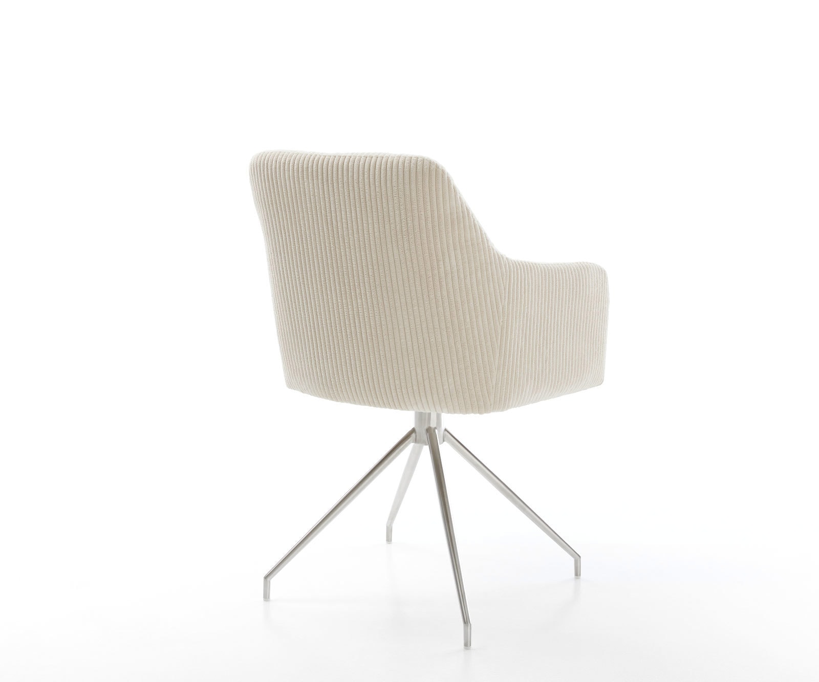 Chaise-de-salle-à-manger Greg-Flex côtelé beige vintage pied croisé conique acier inoxydable brossé ressorts ensachés 4 Chaise-de-salle-à-manger Greg-Flex côtelé beige vintage pied croisé conique acier inoxydable brossé ressorts ensachés 4