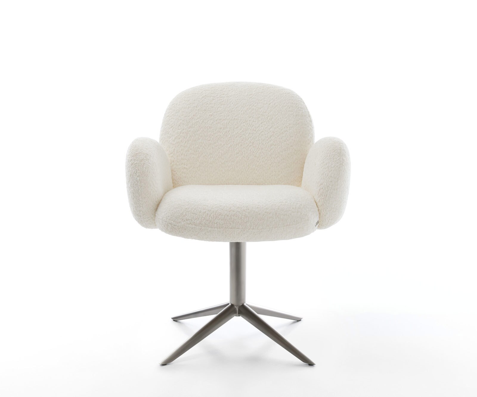 Chaise-pivotante Nube-Flex mit Armlehnen bouclé blanc pied de chaise 4 branches grafiete pivotement sur 360° fonction bascule ressorts ensachés 1
