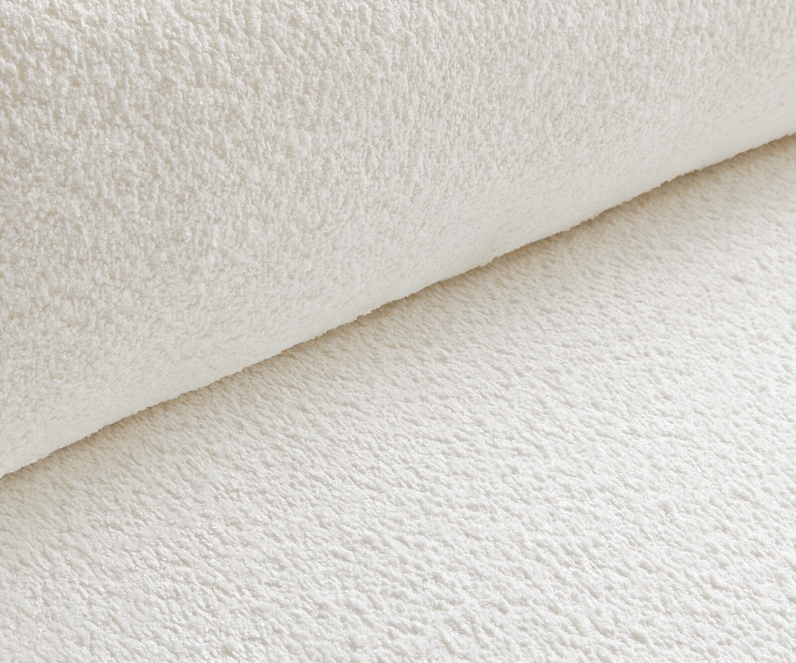 Canapé panoramique Sirpio 300x210 cm Bouclee Crème-blanc Recamiere variable avec Tabouret 2