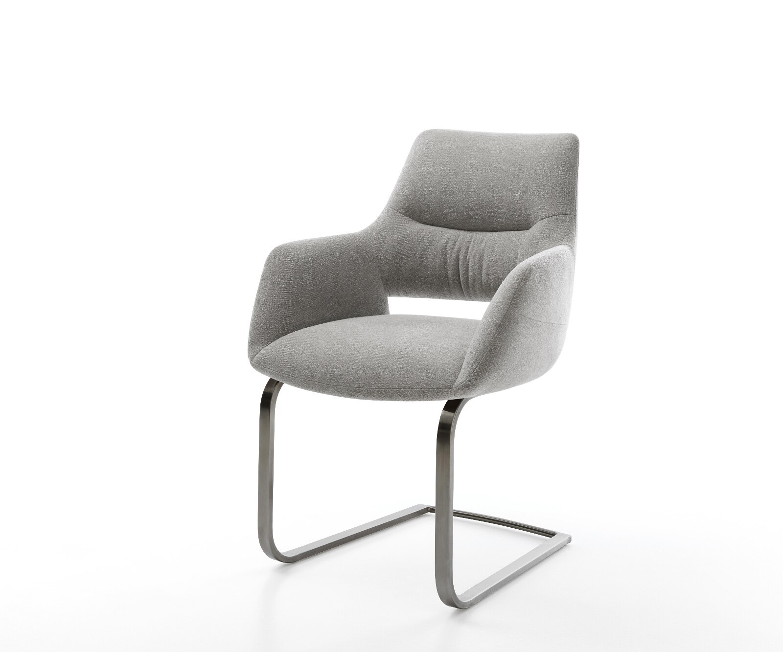 Cantilever Yago-Flex avec accoudoirs tissu structuré doux gris pied cantilever plat grafiete resorts ensachés 1