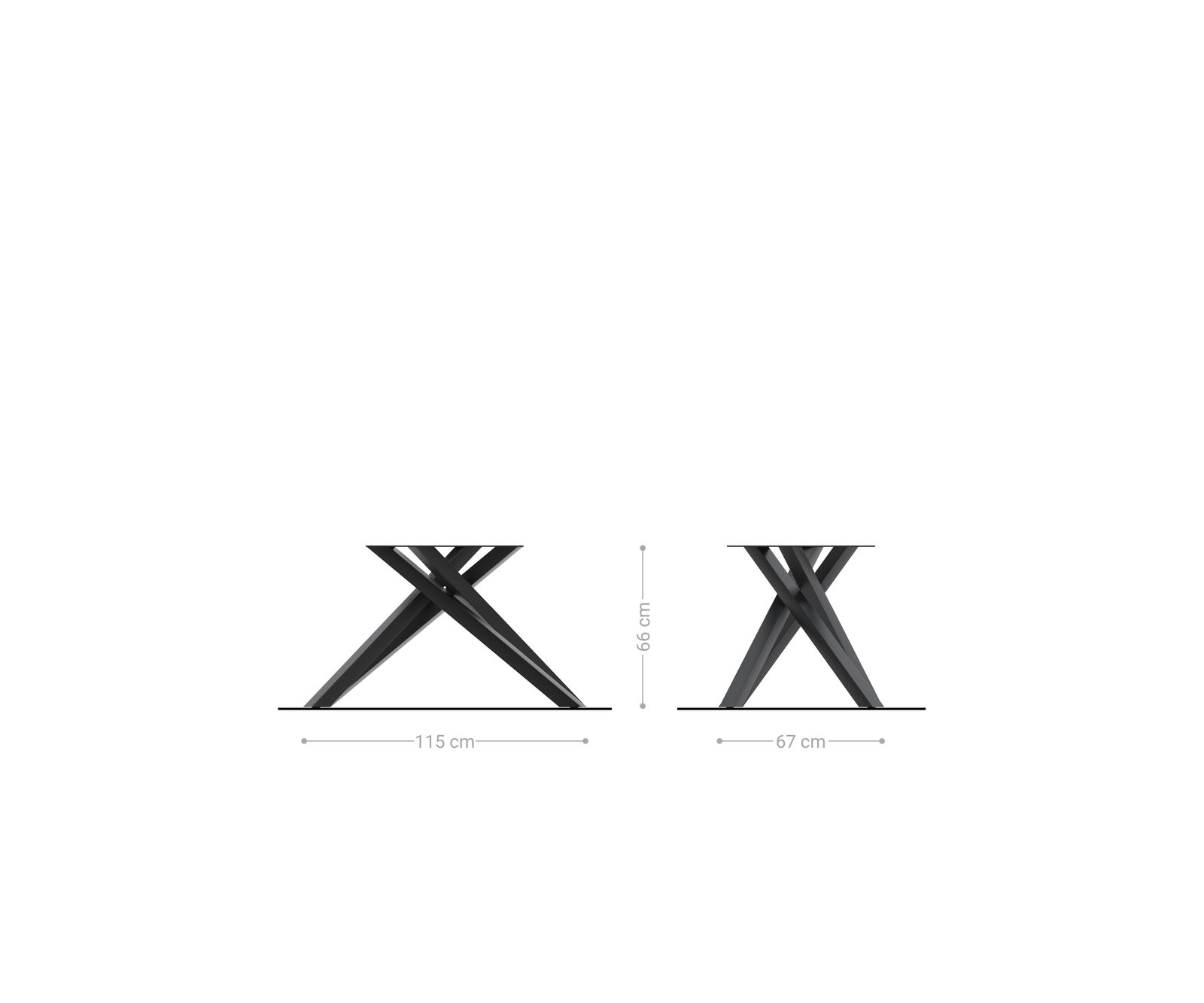 Piètement-en-croix rectangulaire en acier inoxydable graphite pour tables à rallonges de 180 à 300 cm 1
