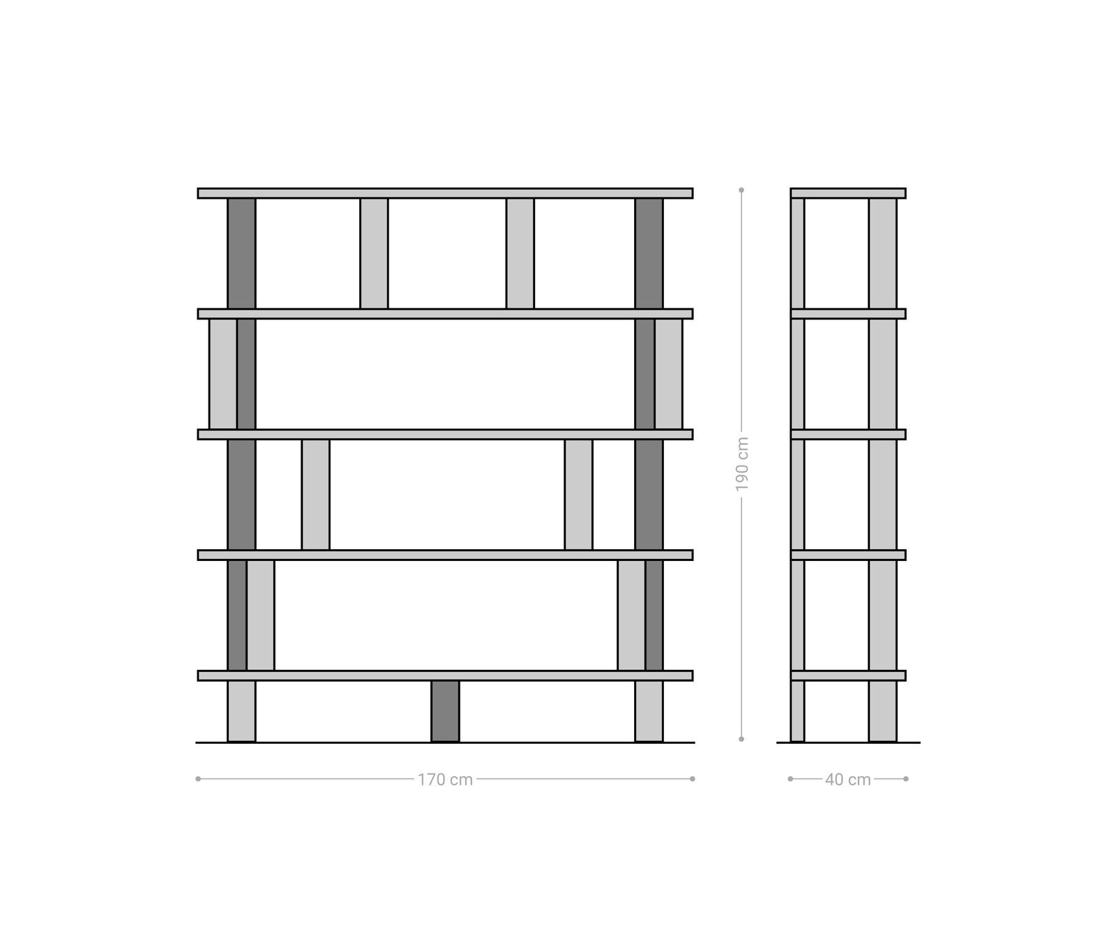 Bibliothèque Accra 170x190 cm Acacia Naturel 8 compartiments 9