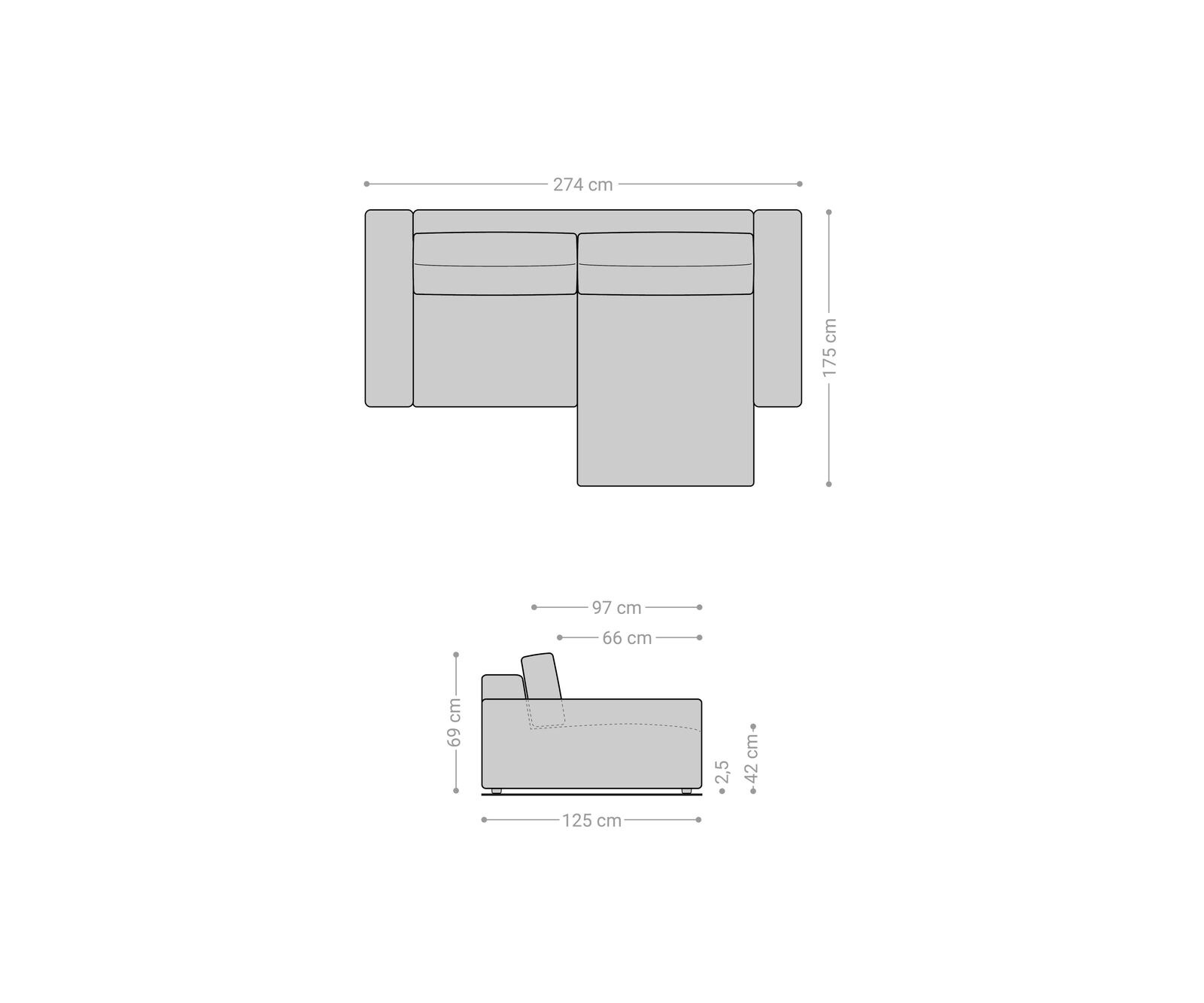 Canapé d'angle Lanzo XL 270x180 cm microfibre marron kaki Recamière variable 6