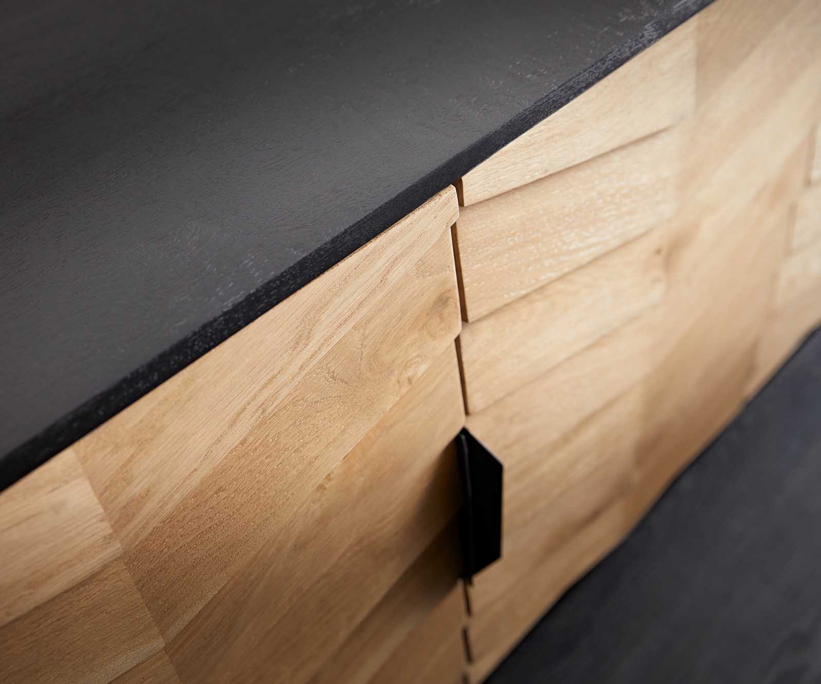 Buffet Muvi 175 cm chêne naturel manguier noir métal noir 4 portes 2