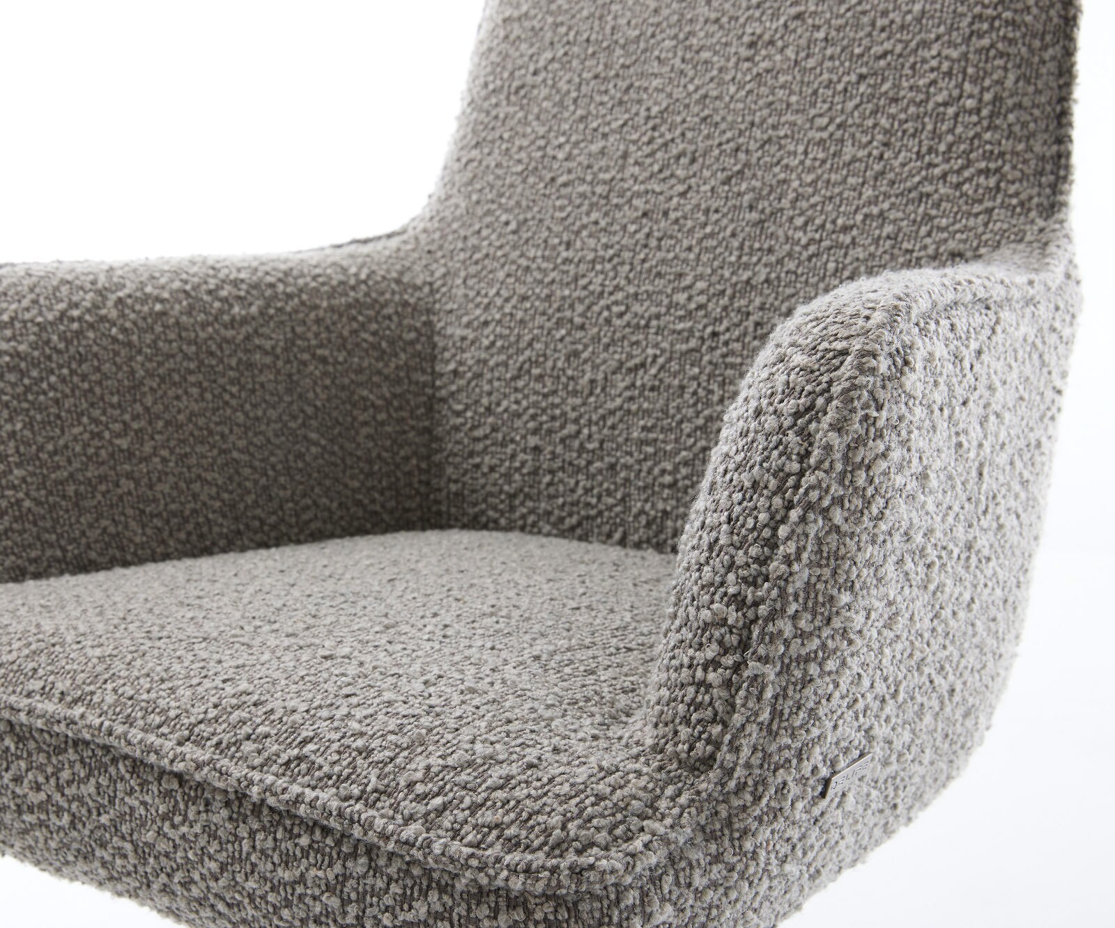 Chaise-pivotante Heira-Flex mit Armlehnen bouclé gris argenté pied de chaise 4 branches grafiete pivotement sur 360° fonction bascule ressorts ensachés 4
