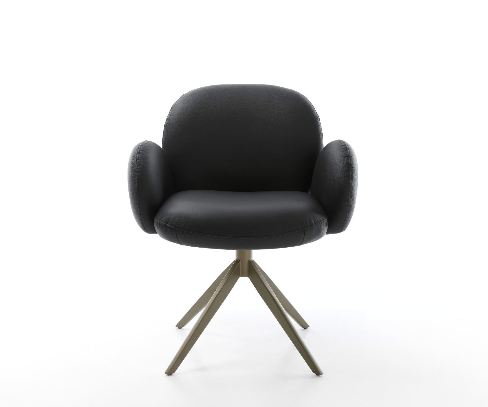 Chaise-pivotante Nube-Flex cuir de vache noir pied croisé large aspect titane pivotement sur 360° fonction bascule ressorts ensachés 1