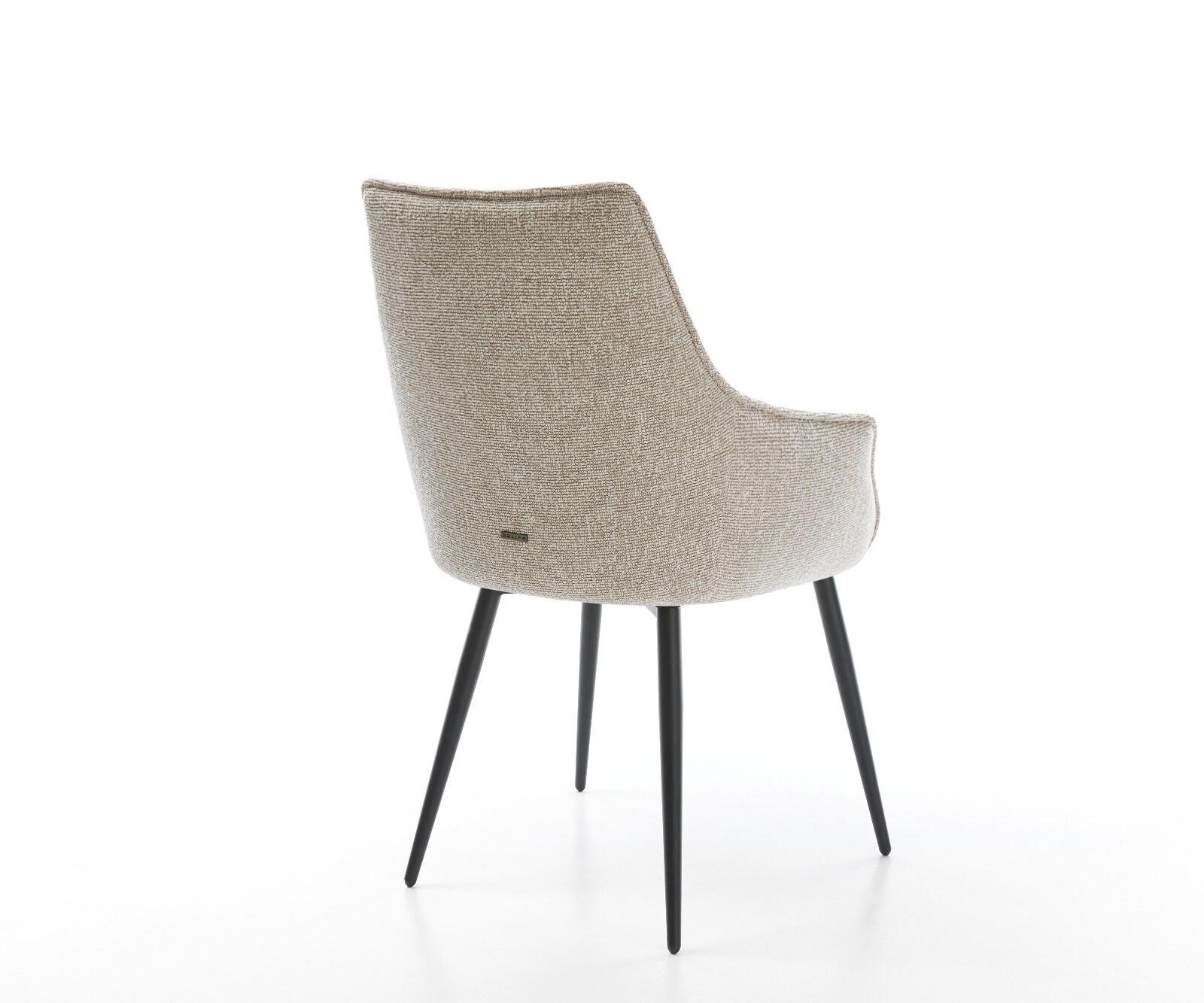 Chaise-de-salle-à-manger Alja-Flex avec accoudoirs tissu tissé doux beige 4 pieds coniques noir resorts ensachés 4