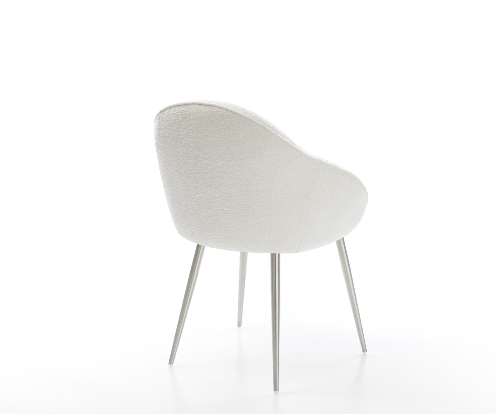 Chaise-de-salle-à-manger Gaio-Flex bouclé doux beige 4 pieds coniques acier inoxydable 5