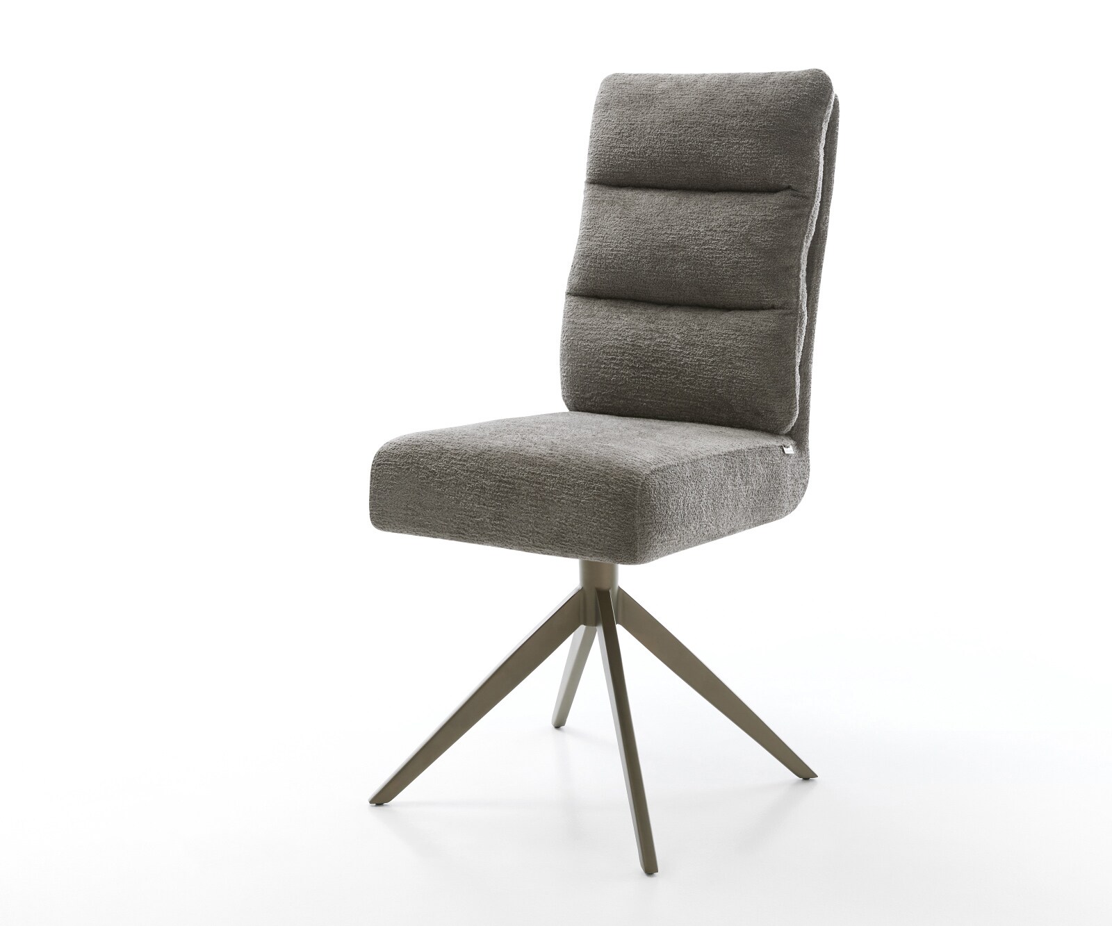 Chaise-pivotante Pela-Flex bouclé doux couleur boue pied croisé large aspect titane pivotement sur 360° fonction bascule resorts ensachés 1