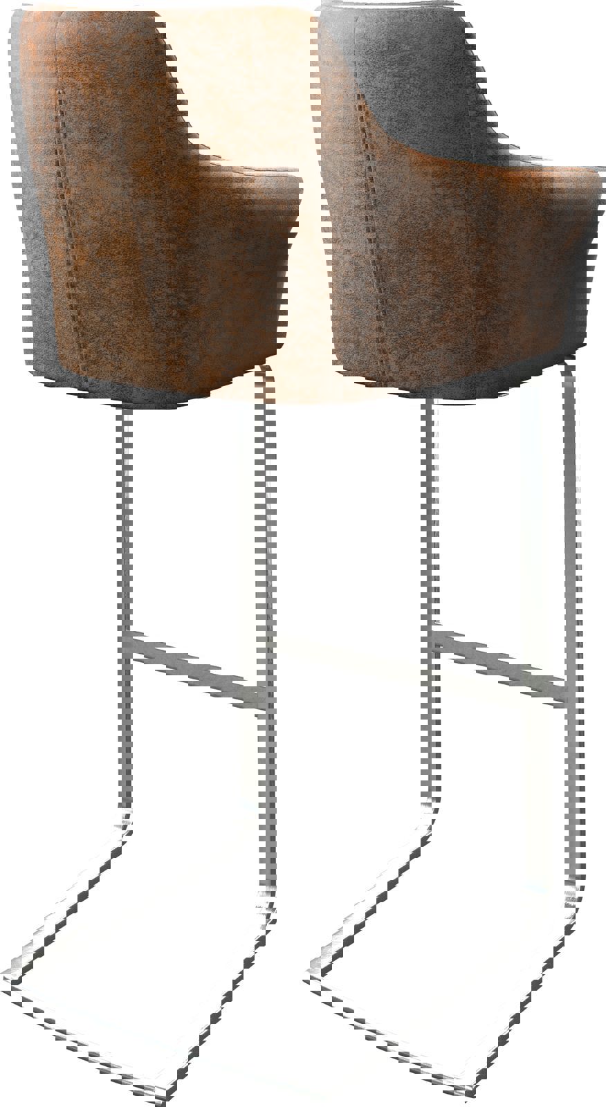 Chaise-de-bar Yulo-Flex marron vintage chaise cantilever acier inoxydable plat 4 Chaise-de-bar Yulo-Flex marron vintage chaise cantilever acier inoxydable plat 4