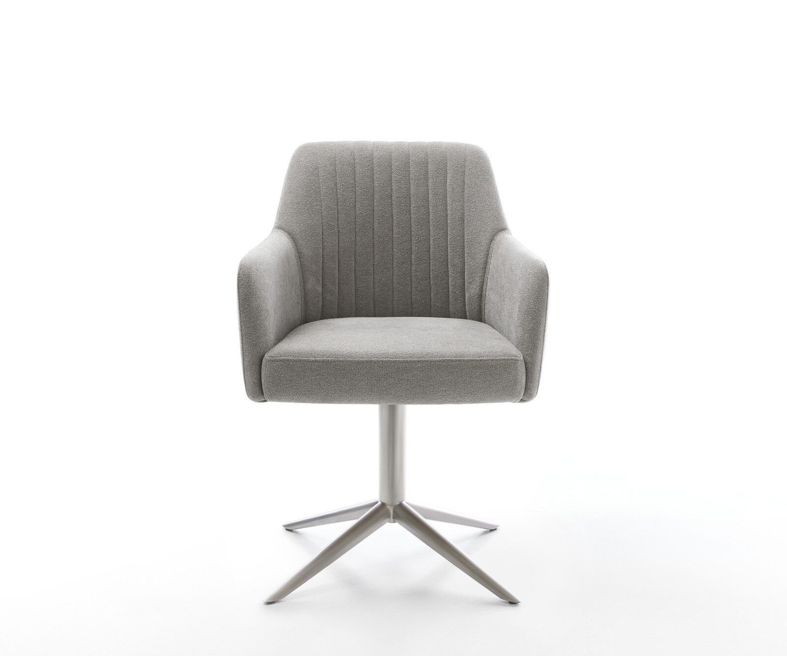 Chaise-pivotante Greg-Flex tissu structuré doux gris pied de chaise 4 branches acier inoxydable pivotement sur 360° fonction bascule resorts ensachés 2