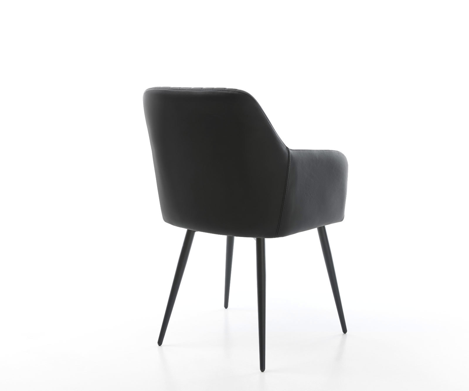 Chaise-de-salle-à-manger Greg-Flex cuir de vache noir 4 pieds coniques noir ressorts ensachés 4 Chaise-de-salle-à-manger Greg-Flex cuir de vache noir 4 pieds coniques noir ressorts ensachés 4