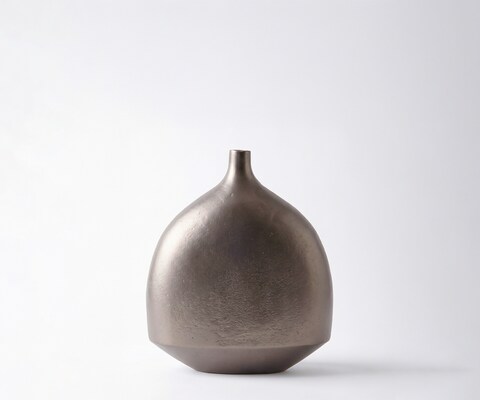 Vase Gutta l27 x P12 x H31 cm Aluminium Hämatit Moulé