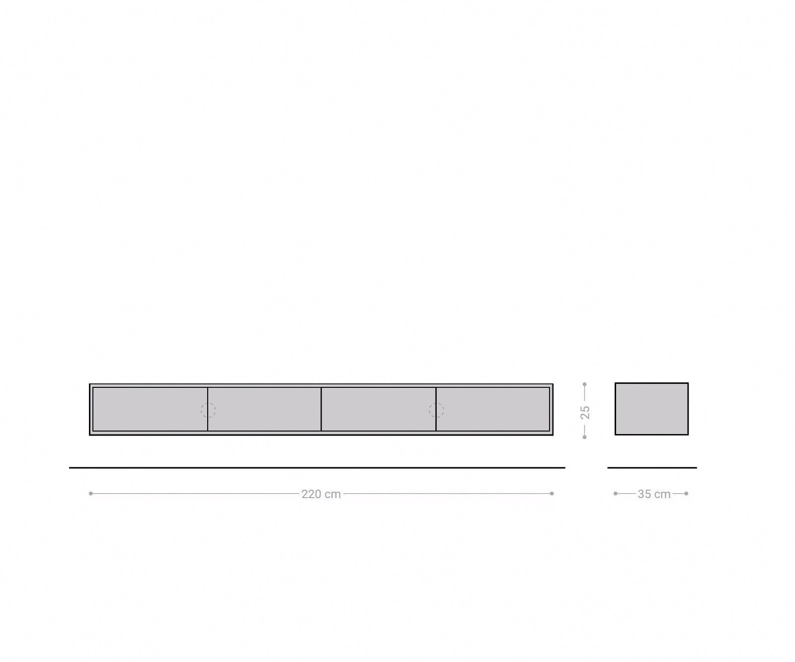 Meuble-TV Fevo 220 cm chêne naturel 4 portes flottantes 9