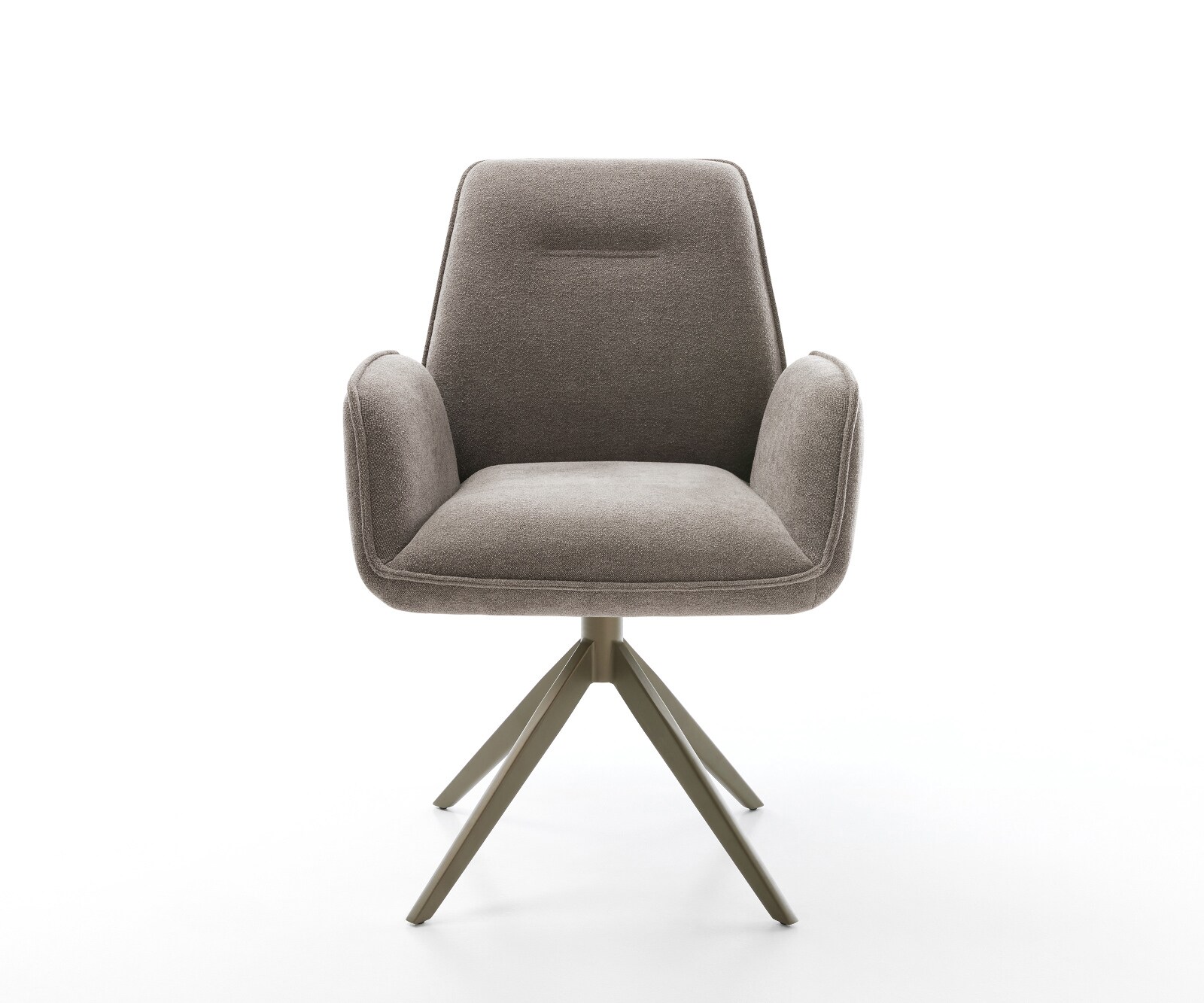 Chaise-pivotante Zoa-Flex tissu structuré doux taupe pied croisé large aspect titane pivotement sur 360° fonction bascule ressorts ensachés 1