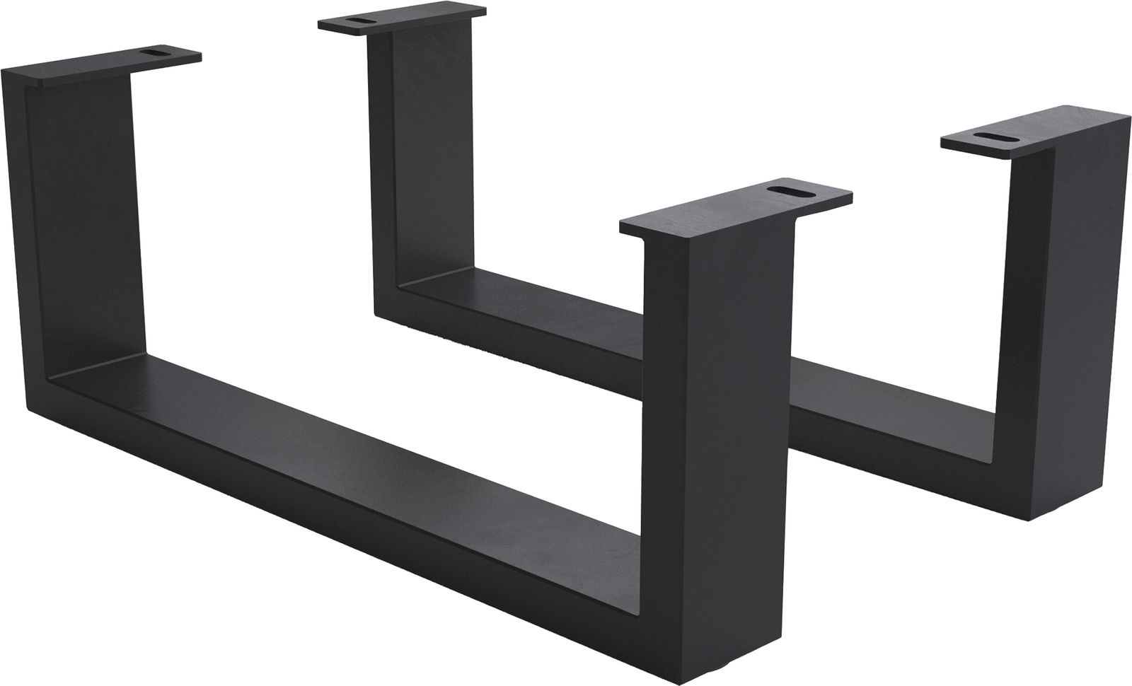Pied-patin 20 cm métal noir pour meubles à caissons de profondeur 60 cm (lot de 2)