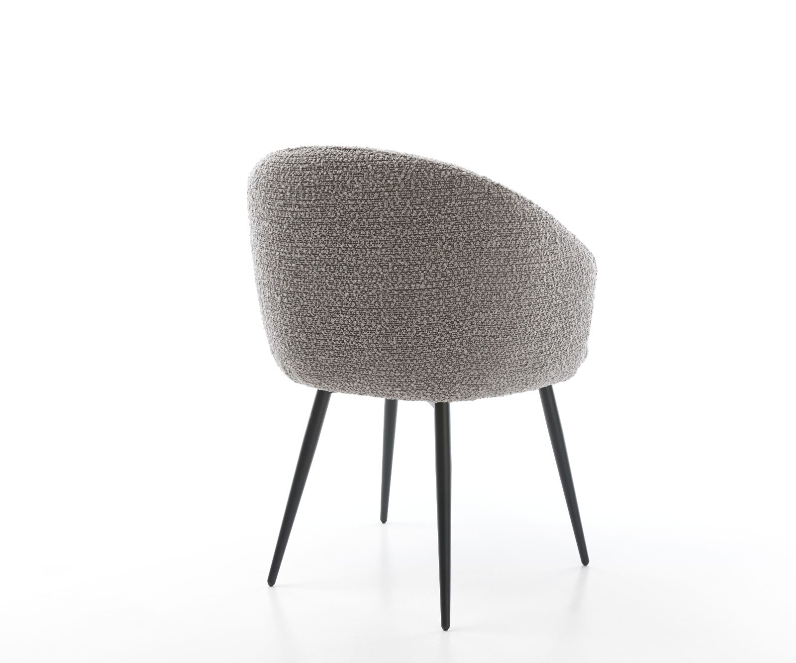 Chaise-de-salle-à-manger Caja-Flex avec accoudoirs bouclé gris argenté 4 pieds coniques noir ressorts ensachés 4