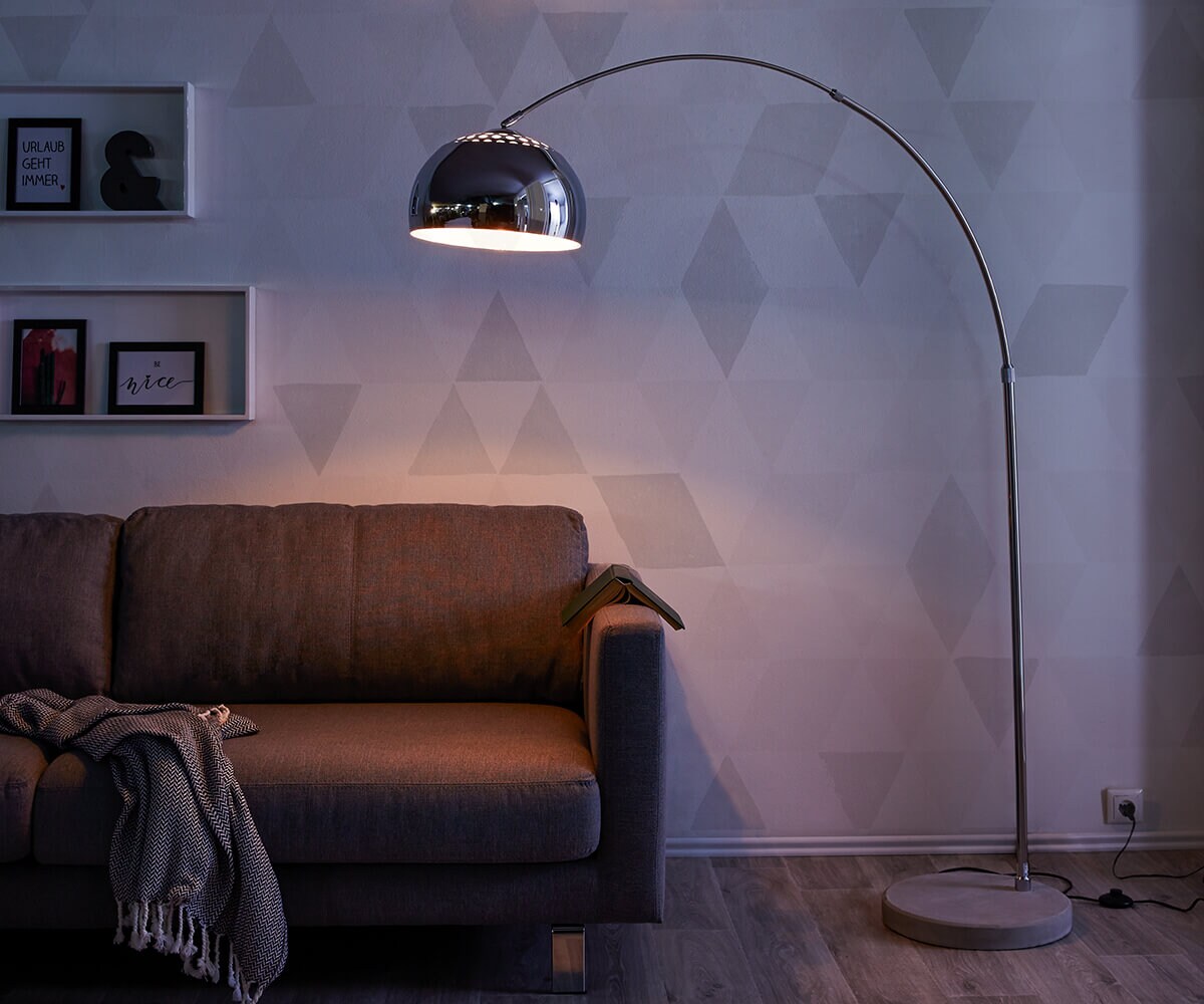 Lampadaire Big-Deal éco socle en béton argenté réglable en hauteur lampe à arc 1