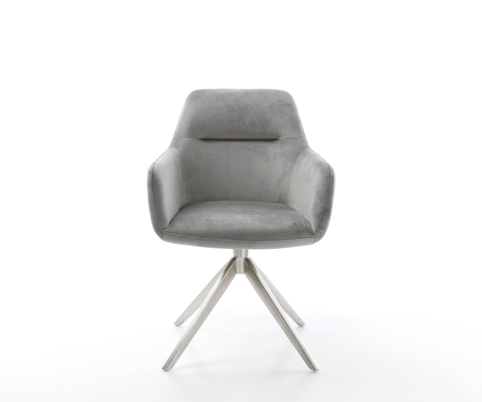 Chaise-pivotante Pejo-Flex velours gris pied croisé large acier inoxydable brossé pivotement sur 360° fonction bascule ressorts ensachés 1 Chaise-pivotante Pejo-Flex velours gris pied croisé large acier inoxydable brossé pivotement sur 360° fonction bascule ressorts ensachés 1