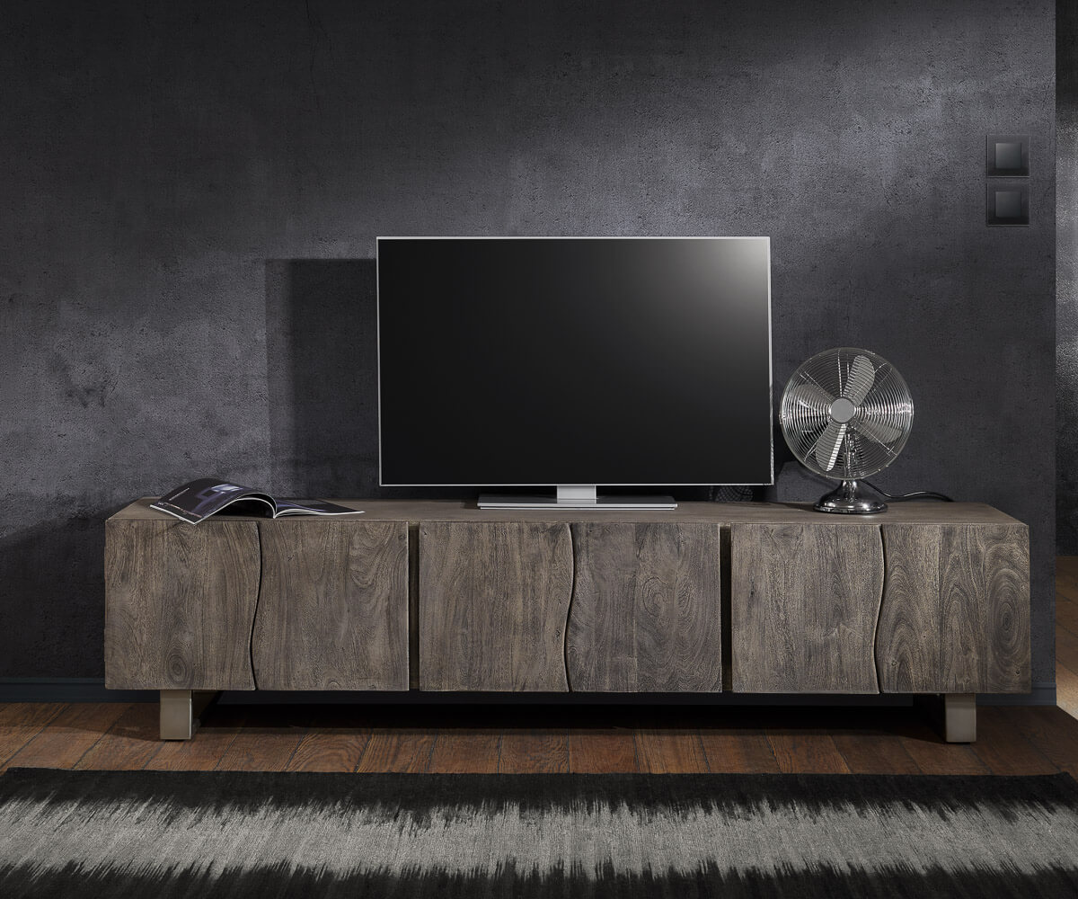 Table-TV Live-Edge Meuble-TV 220 cm 6 portes en bordure d'arbre 2