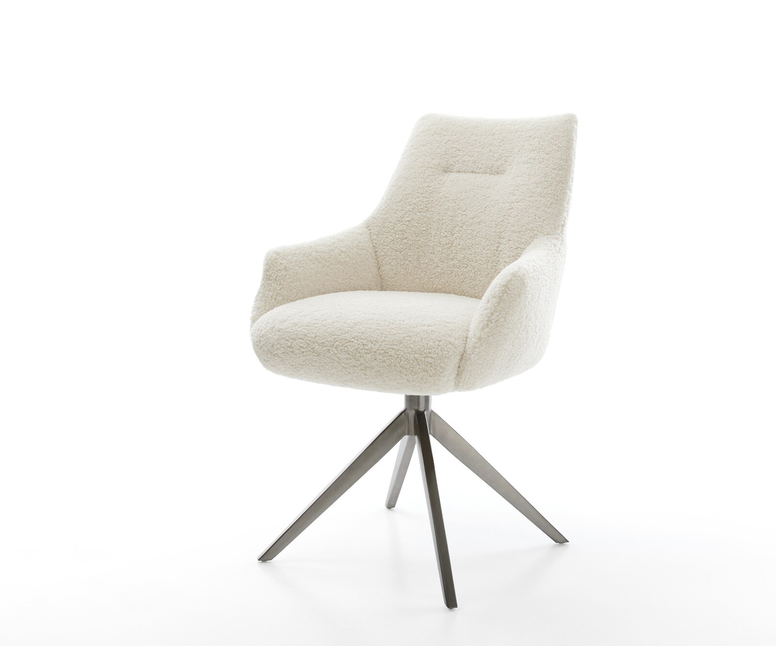 Chaise-pivotante Alja-Flex avec accoudoirs tissu teddy beige pied croisé large grafiete pivotement sur 360° fonction bascule resorts ensachés 1