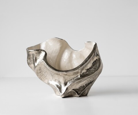 Coupe décorative Valena l39 x P17 x H29 cm Aluminium Platin Opal Faite main