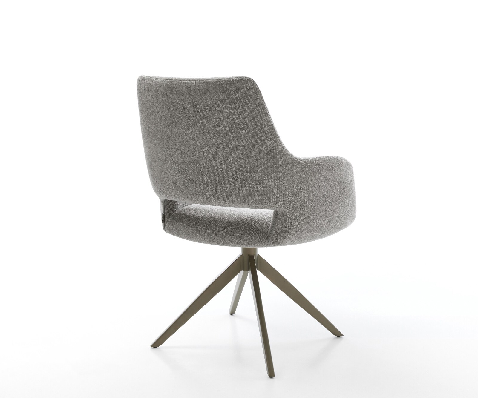 Chaise-pivotante Yago-Flex avec accoudoirs tissu structuré doux gris pied croisé large aspect titane pivotement sur 360° fonction bascule resorts ensachés 5