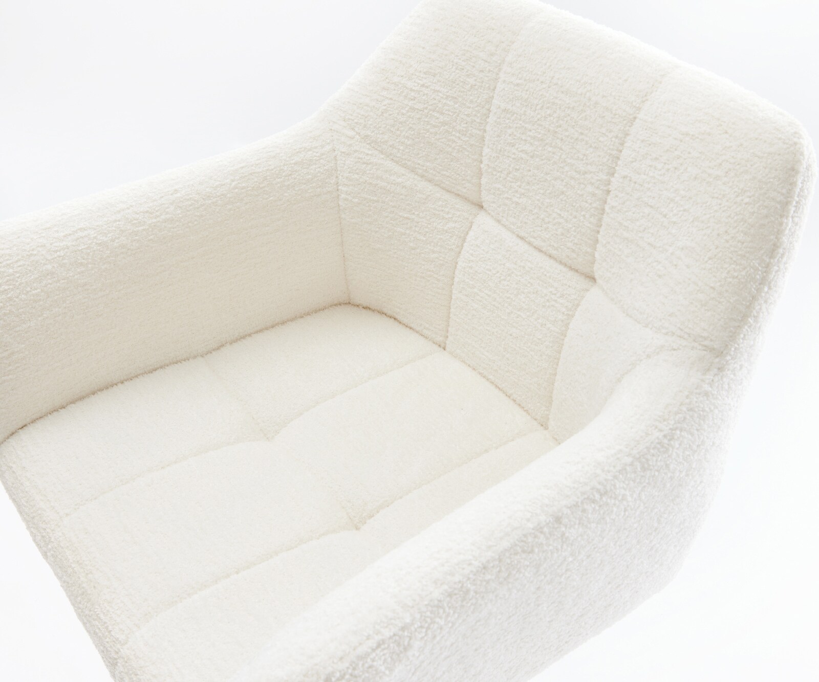 Chaise-de-bar Yulo-Flex Bouclé doux Beige Pied trapèze acier inoxydable Argent 4