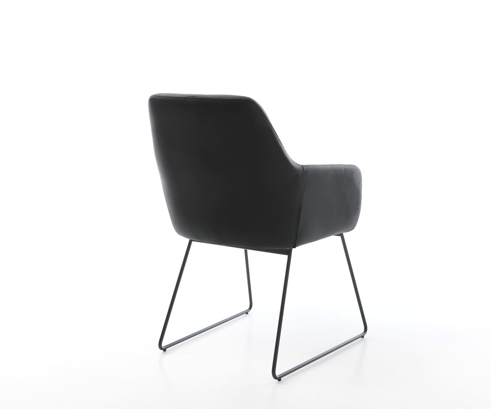 Chaise-de-salle-à-manger Pejo-Flex cuir de vache noir pied trapèze noir ressorts ensachés 4