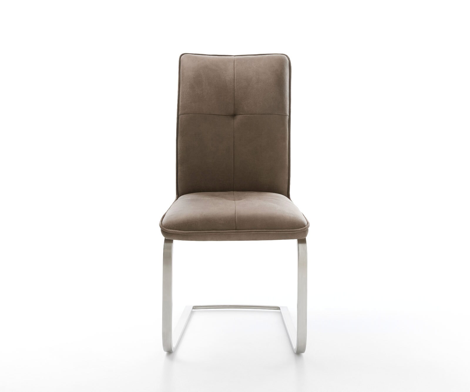 Cantilever Maddy-Flex microvelours taupe vintage pied cantilever plat acier inoxydable brossé 1 Cantilever Maddy-Flex microvelours taupe vintage pied cantilever plat acier inoxydable brossé 1