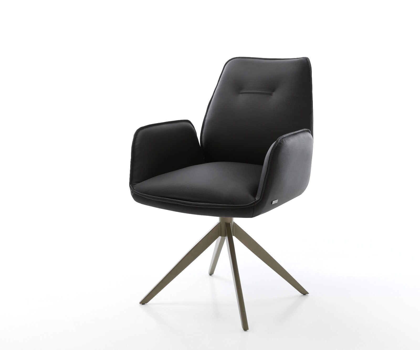 Chaise-pivotante Zoa-Flex cuir de vache noir pied croisé large aspect titane pivotement sur 360° fonction bascule ressorts ensachés