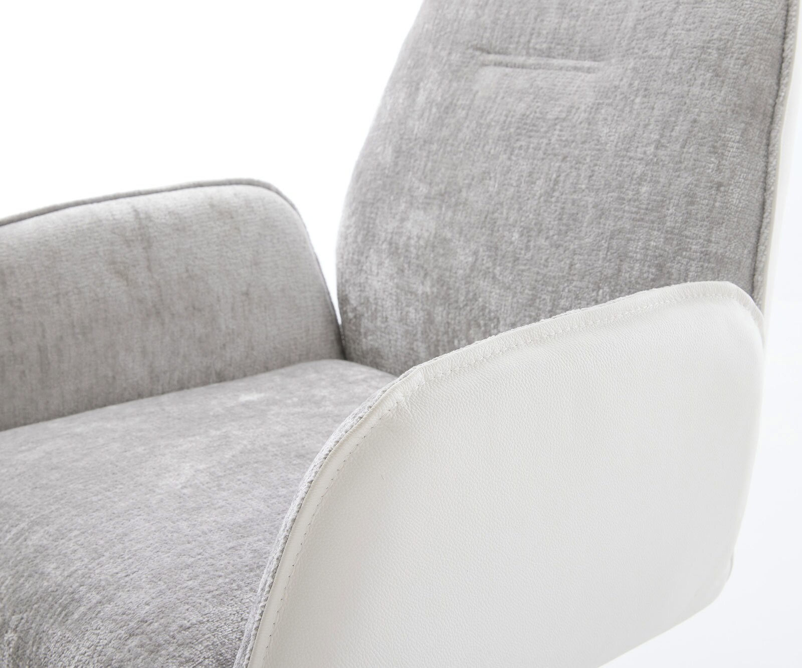 Cantilever Zoa-Flex tissu mixte cuir de vache blanc-gris argenté pied cantilever plat blanc ressorts ensachés 3