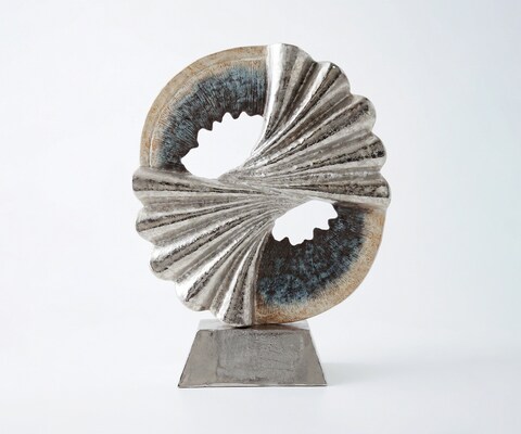 Sculpture Spira l70 x P21 x H96 cm Aluminium Argento Antico Faite main