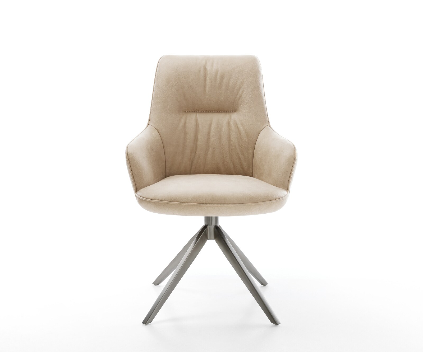 Chaise-pivotante Zelia-Flex avec accoudoirs microfibre beige vintage pied croisé large grafiete pivotement sur 360° fonction bascule ressorts ensachés 2