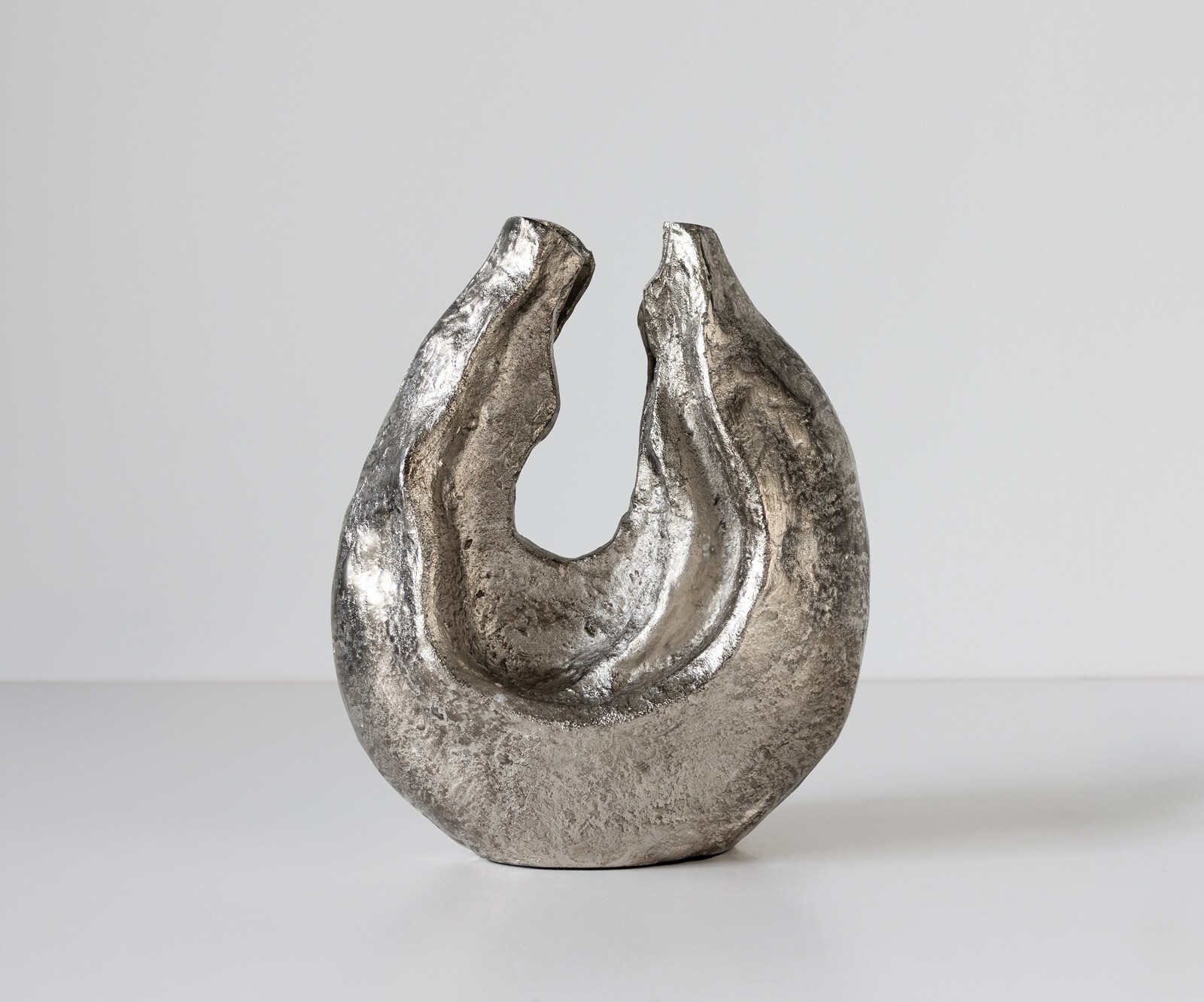 Sculpture Nexora l34 x P17 x H40 cm Aluminium Platin Faite main 1