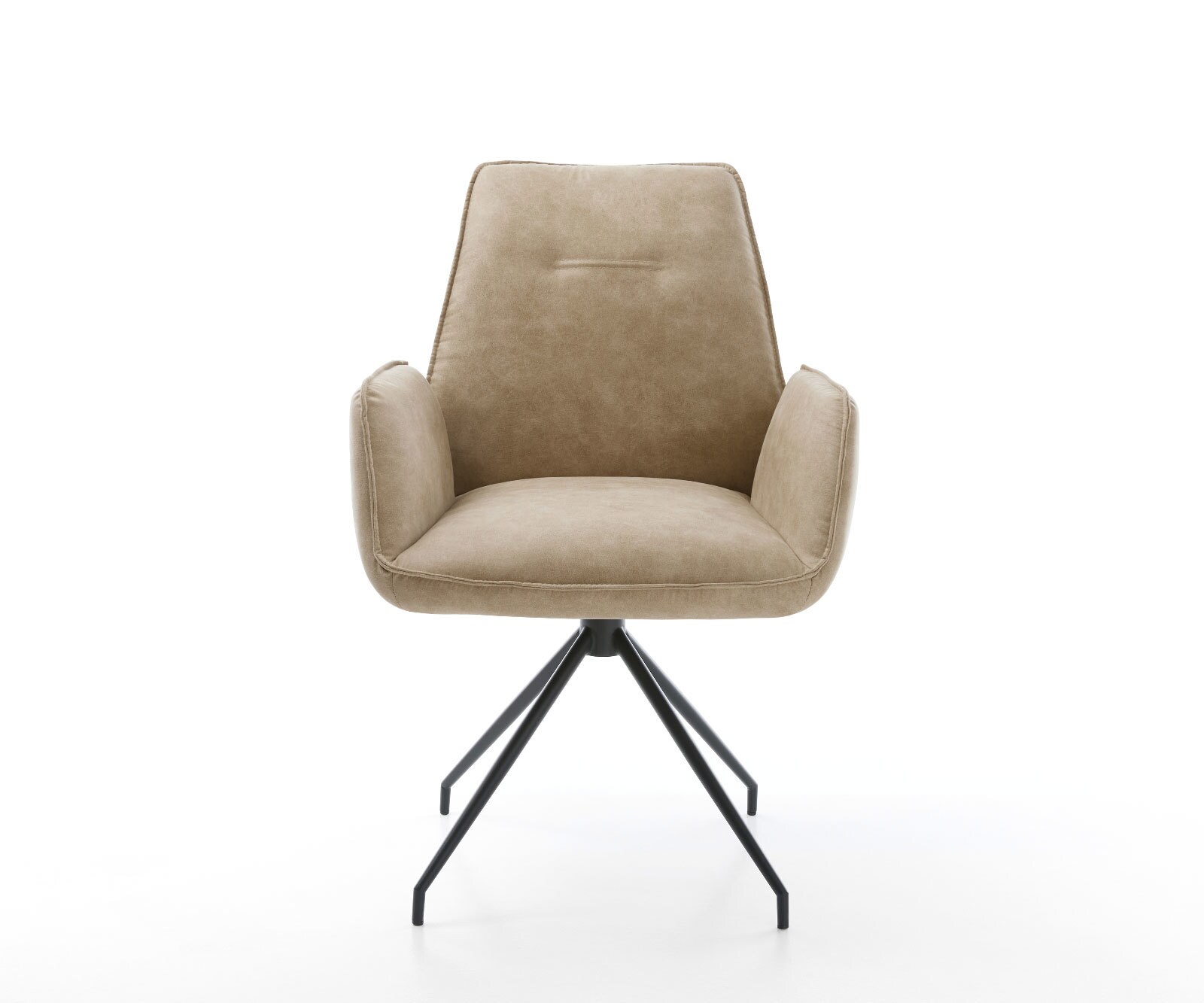 Chaise-de-salle-à-manger Zoa-Flex microvelours beige vintage pied croisé conique noir ressorts ensachés 1 Chaise-de-salle-à-manger Zoa-Flex microvelours beige vintage pied croisé conique noir ressorts ensachés 1