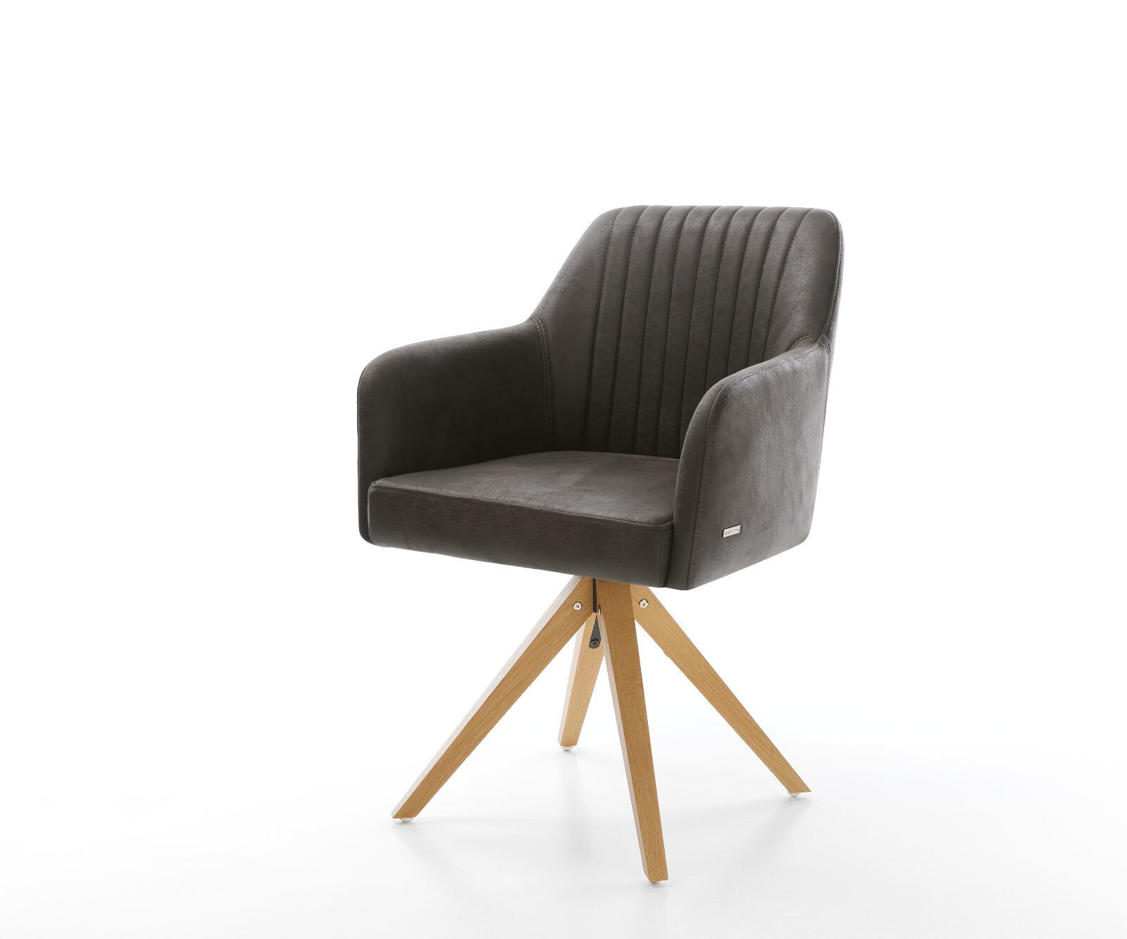 Chaise-de-salle-à-manger Greg-Flex microvelours anthracite vintage pied en bois angulaire naturel ressorts ensachés