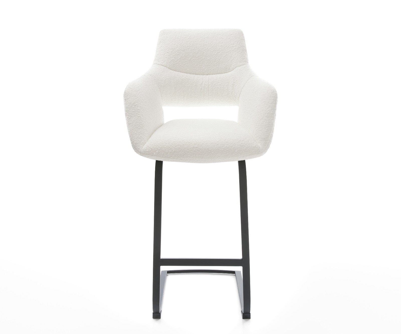 Chaise-de-bar Yago-Flex Bouclé Crème-blanc Pied cantilever plat noir Noir Ressort ensaché 2