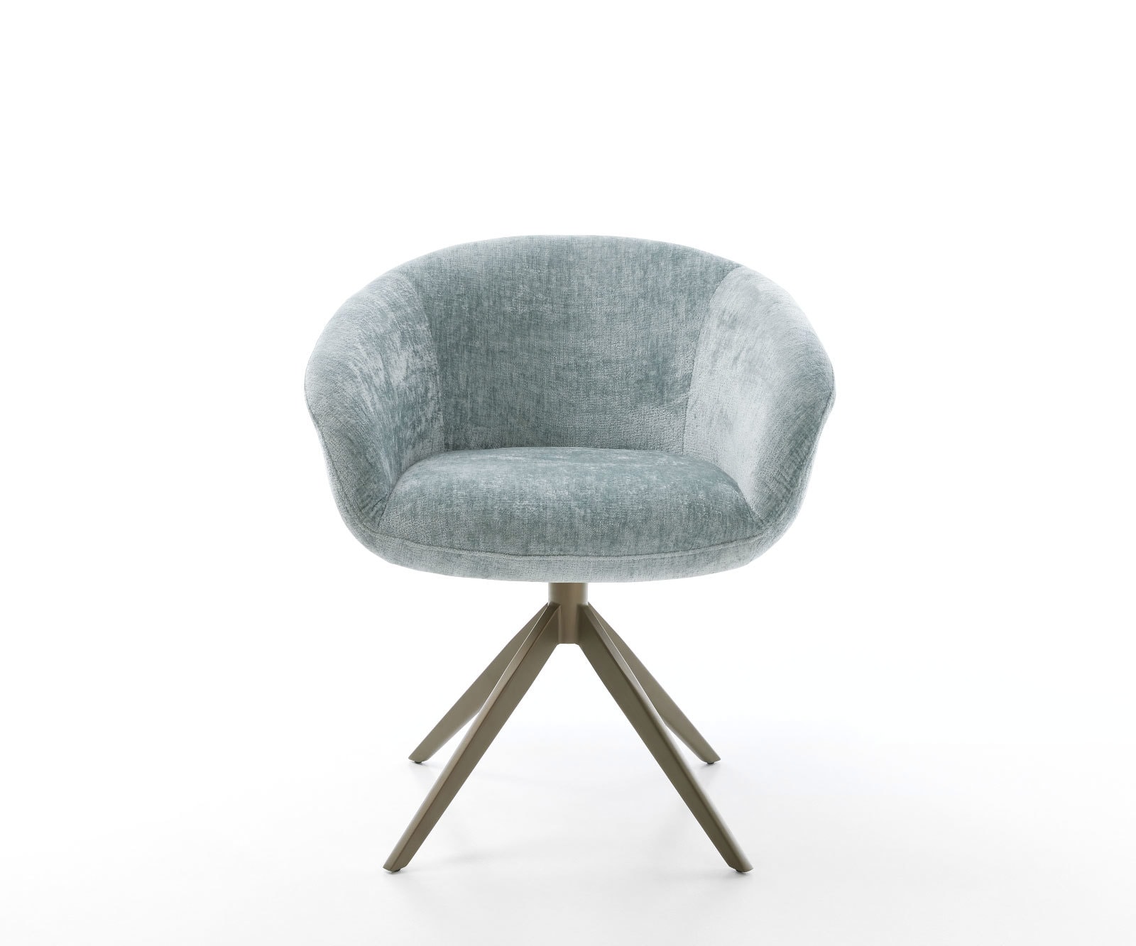 Chaise-pivotante Vinka-Flex avec accoudoirs chenille bleu pastel pied croisé large aspect titane pivotement sur 360° ressorts ensachés 1 Chaise-pivotante Vinka-Flex avec accoudoirs chenille bleu pastel pied croisé large aspect titane pivotement sur 360° ressorts ensachés 1