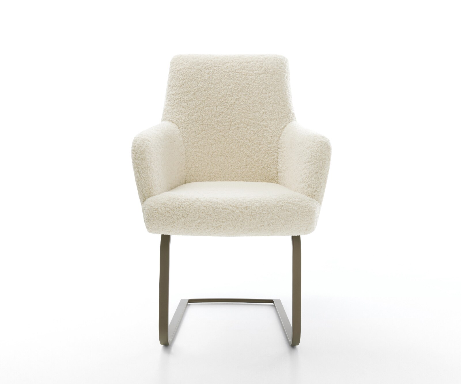 Cantilever Heira-Flex avec accoudoirs tissu teddy beige pied cantilever plat aspect titane resorts ensachés 2