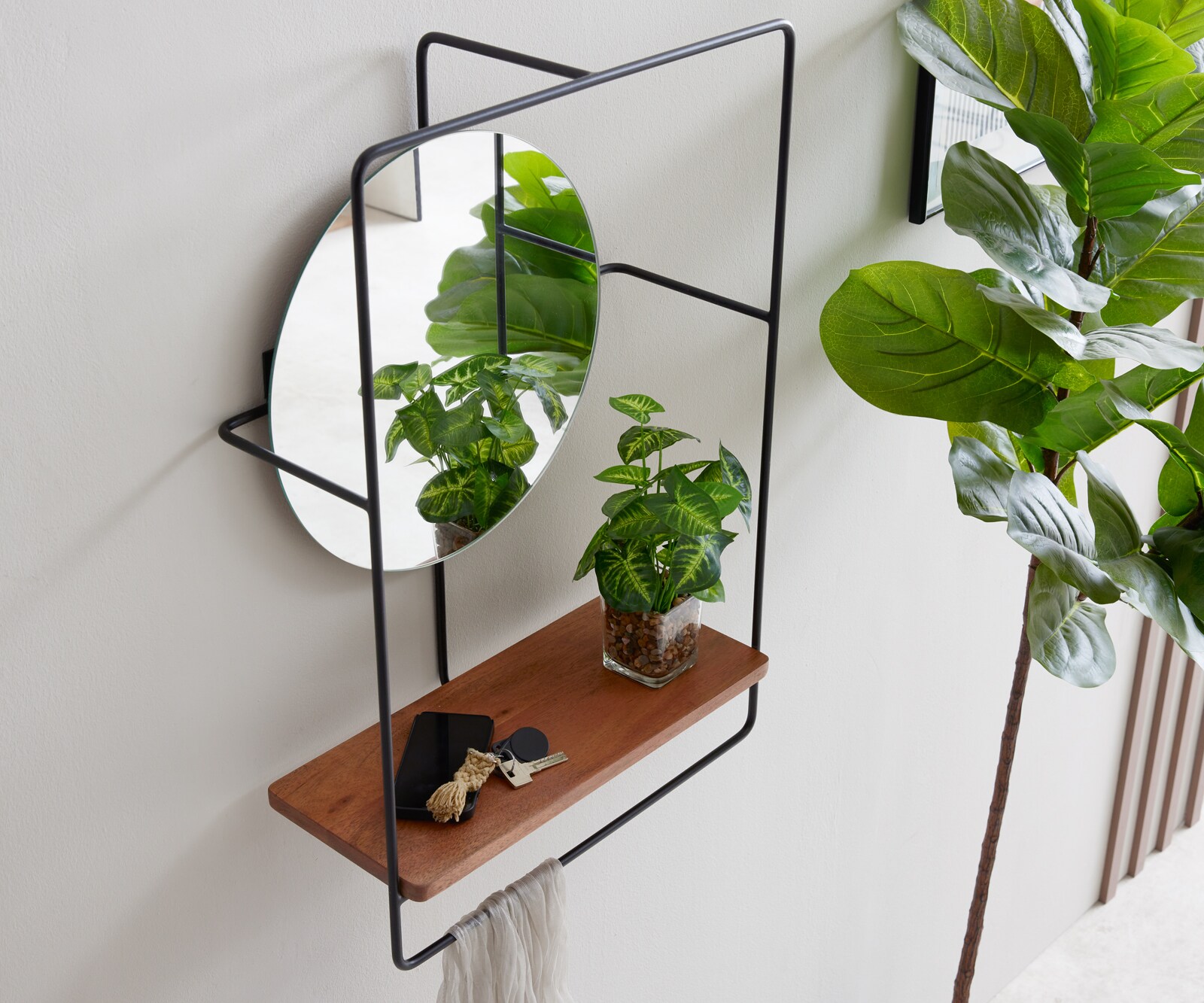 Miroir Cadria 45x65 cm acacia naturel métal noir 3