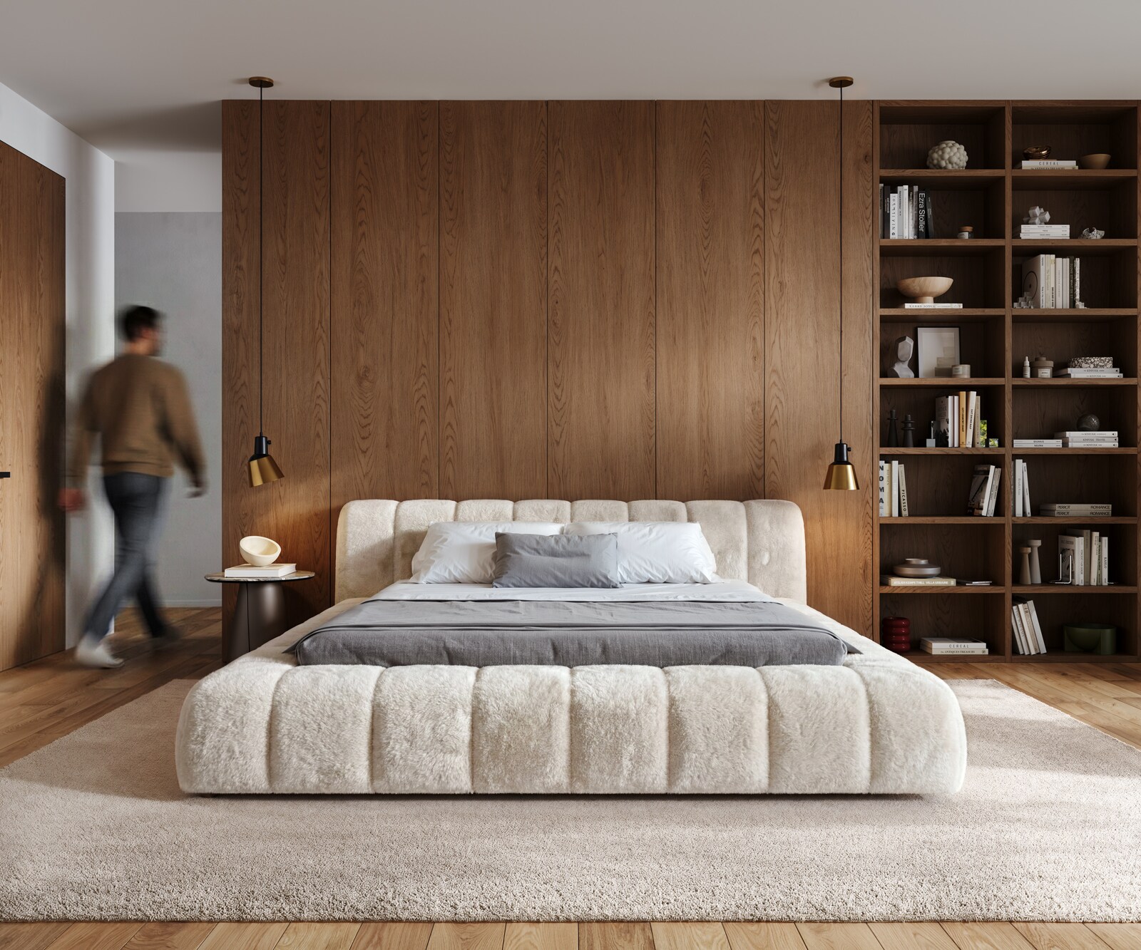 Sommier-rembourré Cutio 180x200 cm en peluche blanc crème 1