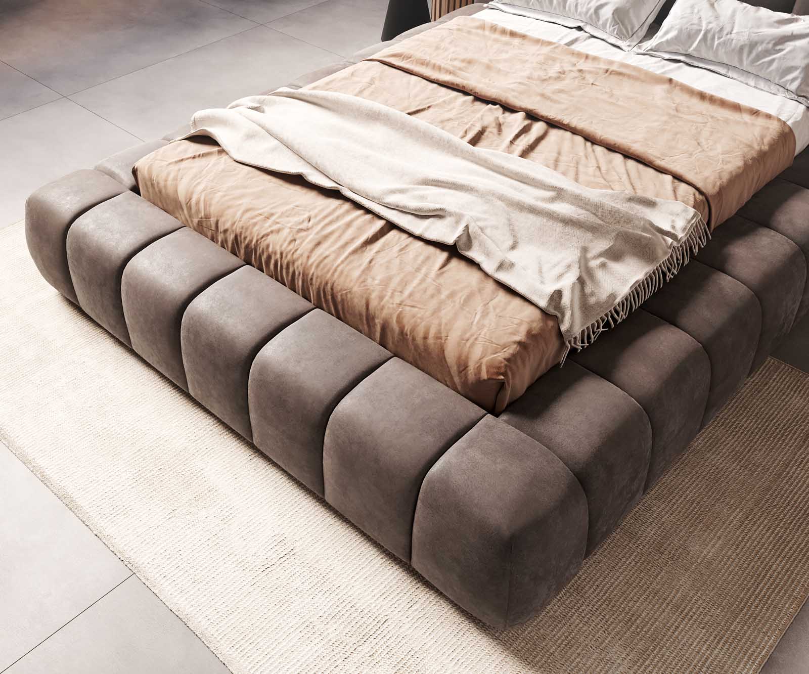 Sommier-rembourré Cutio 140x200 cm microfibre taupe vintage 5
