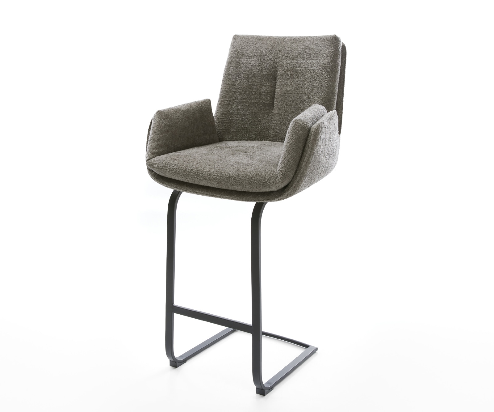 Chaise-de-bar Clea-Flex Bouclé doux Boue Pied cantilever plat noir Noir 1
