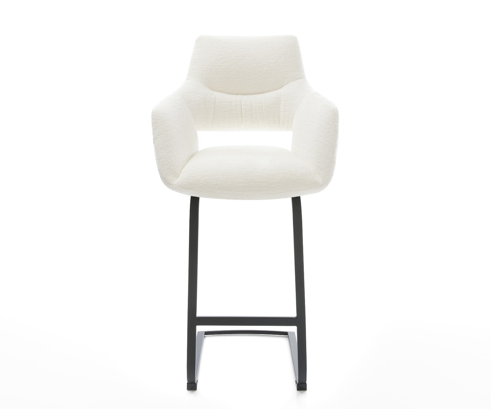 Chaise-de-bar Yago-Flex Bouclé doux Beige Pied cantilever plat noir Noir Ressort ensaché 1