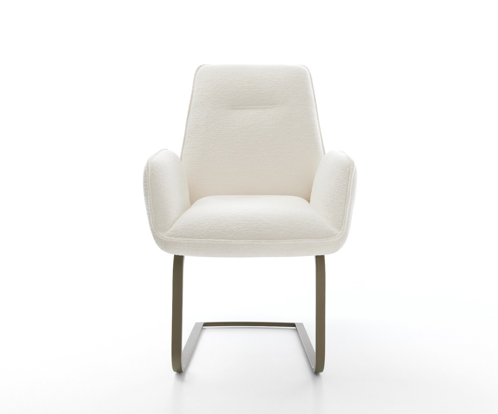 Cantilever Zoa-Flex bouclé doux beige pied cantilever plat aspect titane resorts ensachés 1