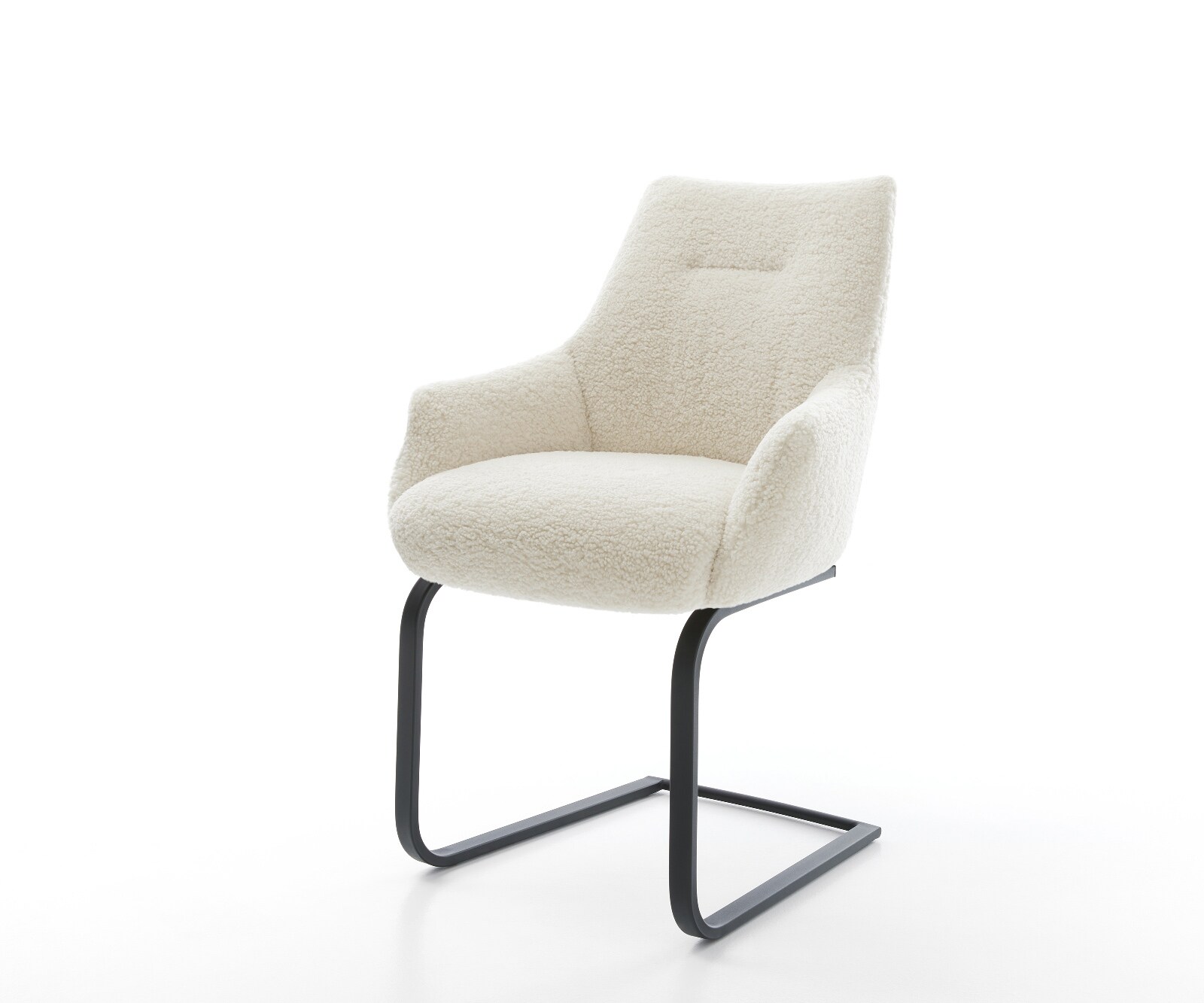 Cantilever Alja-Flex avec accoudoirs tissu teddy beige pied cantilever plat noir resorts ensachés 1