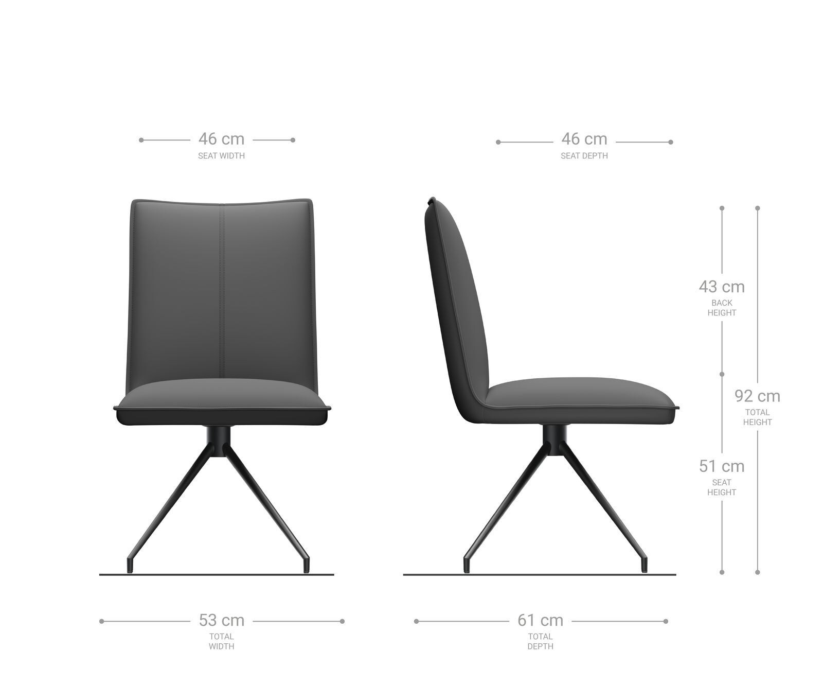 Chaise-de-salle-à-manger Lelio-Flex cuir de vache noir pied croisé conique noir ressorts ensachés 5 Chaise-de-salle-à-manger Lelio-Flex cuir de vache noir pied croisé conique noir ressorts ensachés 5