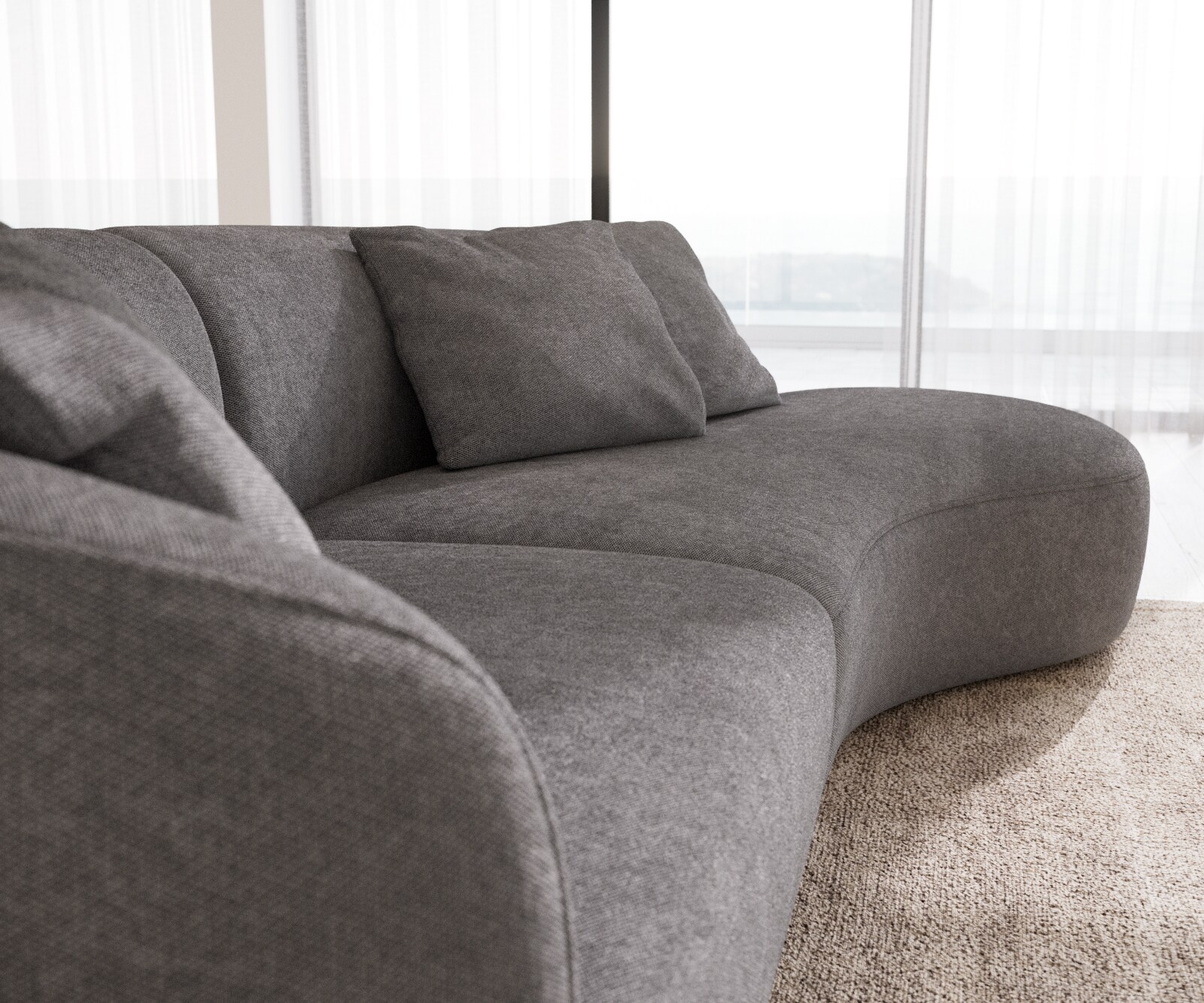 Canapé Mairi 330x160 cm microfibre gris 5